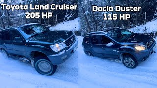 Toyota Land Cruiser 42 VS Dacia Duster 4x4 Snow Offroad [upl. by Leahci345]