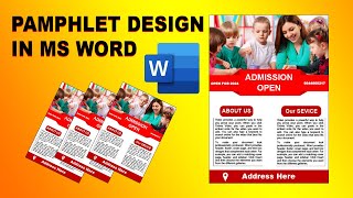 How to make Pamphlet Design in MS Word  Admission open Pamphlet Design  Microsoft Design [upl. by Fries338]