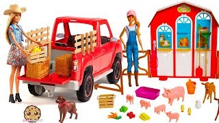 Barbie Sweet Orchard Farm Animal  Truck Sets  Review Video [upl. by Bohs]