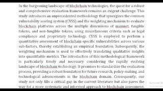 Methodological Advancements in Standardizing Blockchain Assessment [upl. by Jaf]