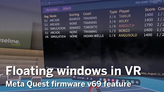 First Person Tennis VR  Watchsport Window Seemless Multitasking Test Quest v69 [upl. by Sitelc779]