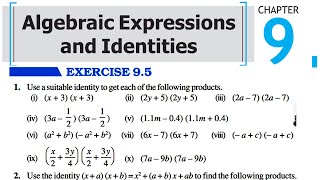 Ch 9 Algebraic Expressions and Identities  Part 1 Exercise 95  Class 8 Maths  RBSE CBSE NCERT [upl. by Frolick]