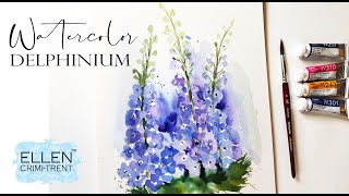 Loose Watercolor Delphinium for Beginners Step by Step Tutorial [upl. by Relyat]