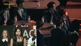 2 14022018 Minhyun Wanna One reaction to Tzuyu Twice  Gaon Chart Award 2018 [upl. by Debbee]