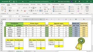 Control de Calificaciones con Promedios Ponderados en Excel 👍 [upl. by Ralf]