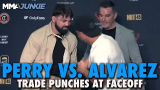 Mike Perry and Eddie Alvarez Punch Each Other During BKFC 56 Faceoff [upl. by Jabon43]