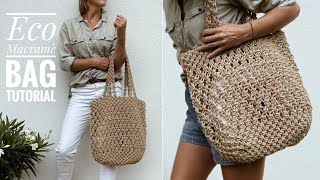 DIY Macrame Eco BagHow To Make A Macrame BagStep By StepTorba ze sznurkaTorba Z Makramy [upl. by Yeta]