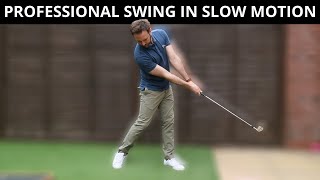 THE PROFESSIONAL GOLF SWING IN SLOW MOTION FACE ON CAMERA WEDGES IRONS FAIRWAY AND DRIVER  240FPS [upl. by Kalindi]