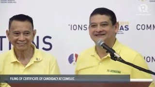 Senator TG Guingona files for reelection [upl. by Killion877]