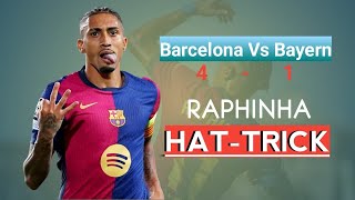 Barcelona vs Bayern  Raphinha Hatrick  41 [upl. by Atalayah419]