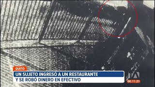 Delincuente ingresó a un restaurante en la Jipijapa norte de Quito robó dinero en efectivo [upl. by Colpin]