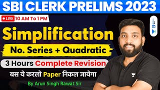 SBI Clerk Pre 2023  Simplification  Number Series  Quadratic Equations  Arun [upl. by Anidene]