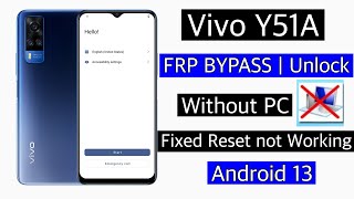 Vivo Y51A Frp Bypass without pc  Vivo y51a bypass google account lock android 13  y51a frp unlock [upl. by Maxey]