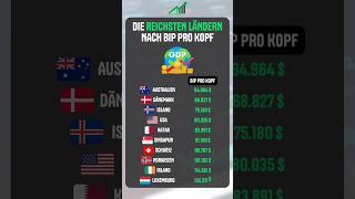 Die reichsten Länder nach BIP pro Kopf 🌍💰 reichtum finanzen bip gdp länder wirtschaft [upl. by Aihcrop]