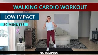 30 MINUTE WALKING CARDIO WORKOUT  NO JUMPING [upl. by Bjork]