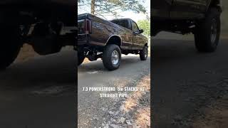 73 POWERSTROKE 5in STACKS vs STRAIGHT PIPE [upl. by Hazelton819]