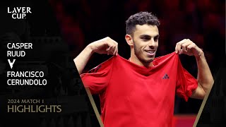 Casper Ruud v Francisco Cerundolo Highlights  Laver Cup 2024 Match 1 [upl. by Alekram]