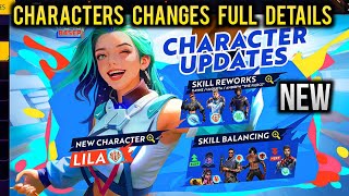 OB46 All Character Changes  Free Fire New Update  Character Ability Adjustment [upl. by Karly]