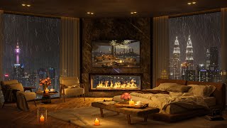 🌧️ Kuala Lumpur City Views Rainy Night in Cozy Bedroom with Smooth Piano Jazz Music to Relax amp Sleep [upl. by Yup849]