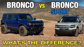 Ford Bronco vs Bronco Sport  10 Differences Between 2021 Bronco amp Bronco Sport  Price MPG amp More [upl. by Lekcim]