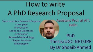 RESEARCH PROPOSAL FOR PhD RegistrationSubmissionBest Format UGCNETJRFPhD by Dr Shoaib Ahmed [upl. by Addia453]