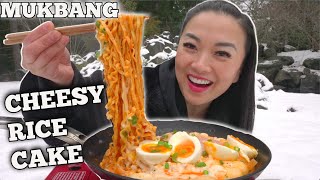 SPICY CHEESY RICE CAKE MUKBANG OUTSIDE ROUND 2 WINNERS ARE  SASVlogs [upl. by Juan156]