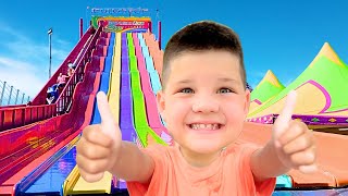 FIRST ROLLER COASTER RIDE at FUN FAIR CALEB RIDES OUTDOOR AMUSEMENT PARK RIDES for KIDS with DAD [upl. by Aivad]