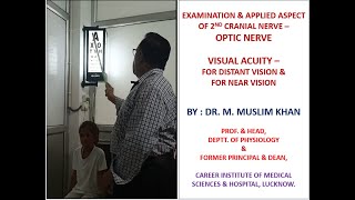 EXAMINATION OF 2ND CRANIAL NERVE OPTIC NERVE  VISUAL ACUITY ITS VIVA VOCE  BY DR MUSLIM KHAN [upl. by Elorak]