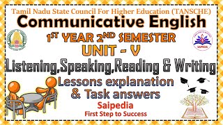 Communicative English Unit 5Part 1 All topics in LSRW UG 1st Year 2nd Semester TANSCHE Syllabus [upl. by Reidar]