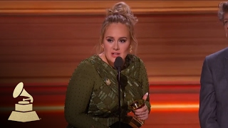 Adele Wins Record Of The Year  Acceptance Speech  59th GRAMMYs [upl. by Yeliac]