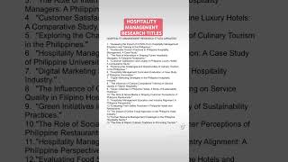 HOSPITALITY MANAGEMENT RESEARCH TITLES docedpadama researchwriting [upl. by Iadrahs]