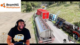 Driving HUGE trucks on TINY roads in BeamNGDrive lmaooo [upl. by Annunciata]