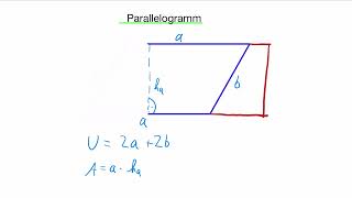 Parallelogramm  Eigenschaften Umfang und Flächeninhalt [upl. by Dee]