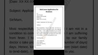 Application For Sick Leave  Sick Leave Application  Write Sick Leave Application To The Principal [upl. by Oam]