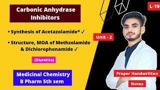 L19। U2। Carbonic anhydrase inhibitors Diuretics। Acetazolamide synthesis। Medicinal chemistry। [upl. by Aneev]