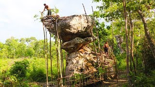 Building stairs around high rock in the Jungle [upl. by Tandy]