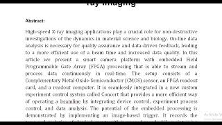 A Control System and Streaming DAQ Platform with Image Based Trigger for X ray Imaging [upl. by Kelci]