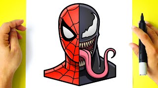 How to DRAW SPIDERMAN vs VENOM step by step [upl. by Einahpts816]