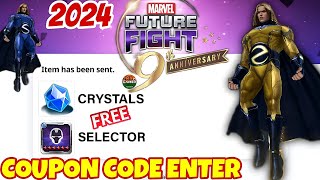 🎁 Free Coupon Code Crystals amp Selector  9th Anniversary Marvel future fight [upl. by Kironde]