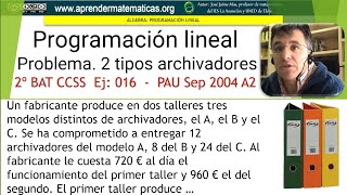 Programación lineal 2 tipos de archivadores 2batccss2 03 16 José Jaime [upl. by Lipscomb]