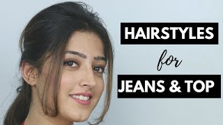 2 Easy Hairstyles for Jeans and Top Hindi [upl. by Mloclam]