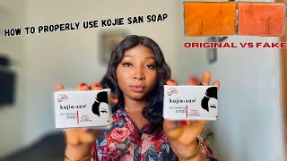 How To Use Kojie San Soap To even out skin tone amp Clear Dark Spots  How to Spot Original and Fake [upl. by Eniawtna551]