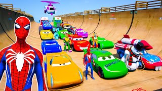 GTAV SPIDERMAN 2 FIVE NIGHTS AT FREDDYS THE AMAZING DIGITAL CIRCUS Join in Epic New Stunt Racing [upl. by Aruasi]