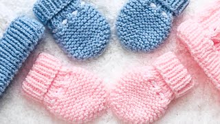 Easy knit baby mittens for baby boys and girls 06M and 612M EASY KNIT PATTERN knitting for baby [upl. by Aicinoid]