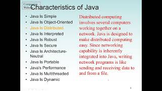 Java Program Characteristics ObjectOriented Programming Portable Robust Secure Distributed [upl. by Renell]