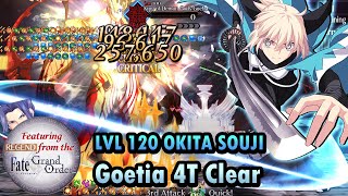 【FGO】 LVL 120 Okita Souji 4T clear Goetia  6th Anni Final Singularity Memorial Quest feat REGEND [upl. by Mlehliw]