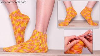 Calcetines a Crochet SUPER FÁCILES Tejidos Recto Cualquiera Puede Tejerlos Rápido y Parecen 2 Agujas [upl. by Uzziel]