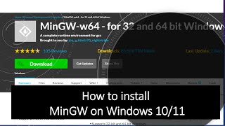 How to download and install MinGW w64 compiler on Windows 1011 [upl. by Alesiram]