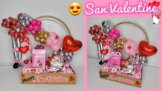 DIY REGALO ECONOMICO PARA SAN VALENTIN ARREGLO CON GLOBOS PELUCHE Y CHOCOLATES [upl. by Sukramaj681]