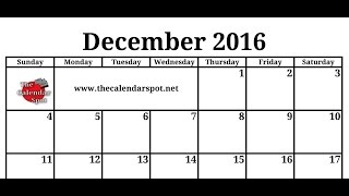 December 2016 Calendar [upl. by Theodoric]